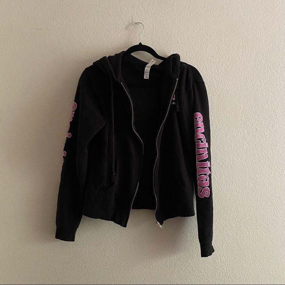 Encinatas Black Surfer Girl Zip Up Hoodie